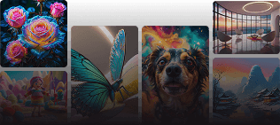 mobile-Collage von KI-generierten Kunstwerken